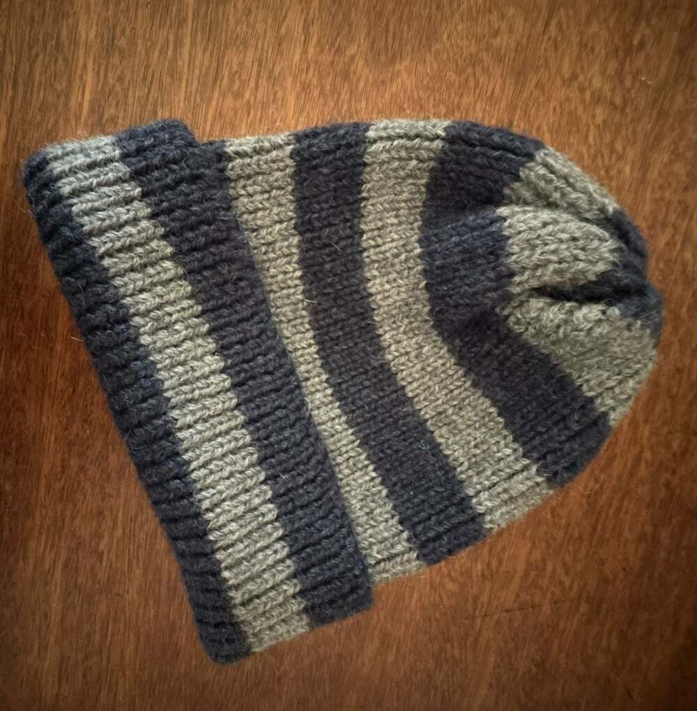 Northern Watters Striped Wool Knit Hat Beanie Grey Black